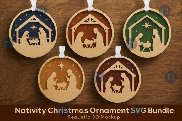 Download Nativity Christmas Ornament SVG Bundle - Christmas ornament svg Collection