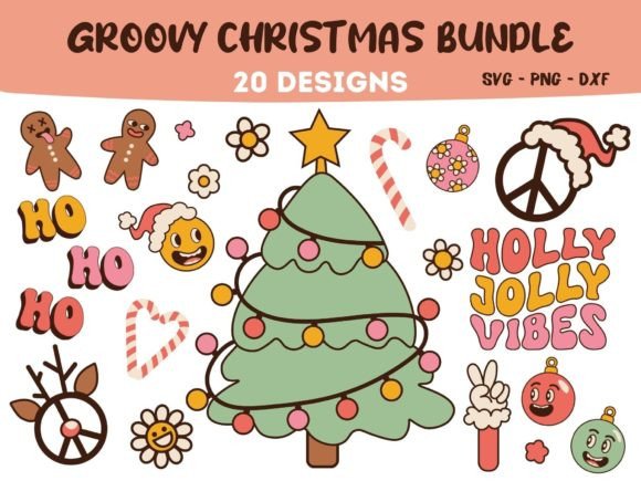 Download Groovy Christmas Sublimation Cricut SVG - Cricut Collection