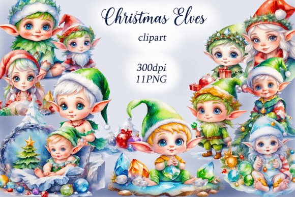 Download Watercolor Christmas Elves Clipart - Elves Collection
