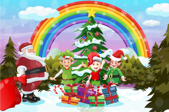 Download Rainbow Christmas Tree Santa and Elves - Elves Collection
