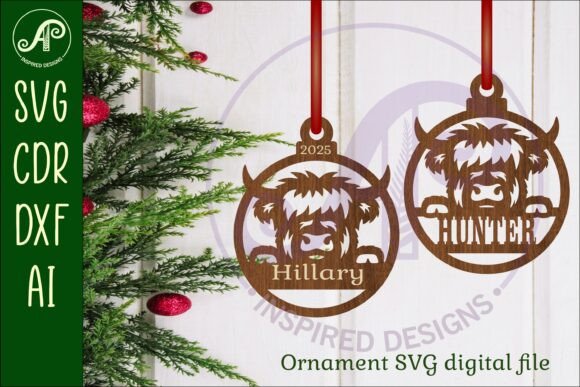 Download Highland Cow Christmas Ornament SVG - Christmas ornament svg Collection
